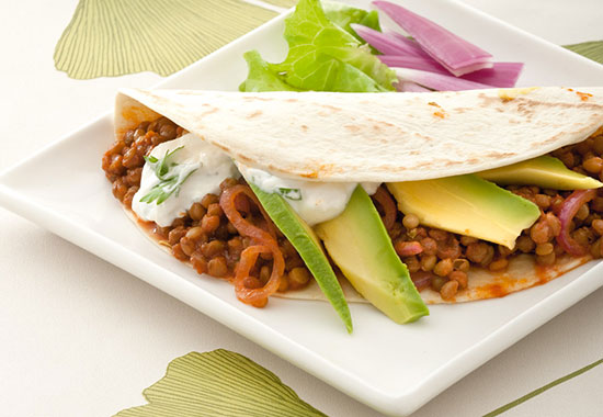 Tortillas vegetariana con lenticchie